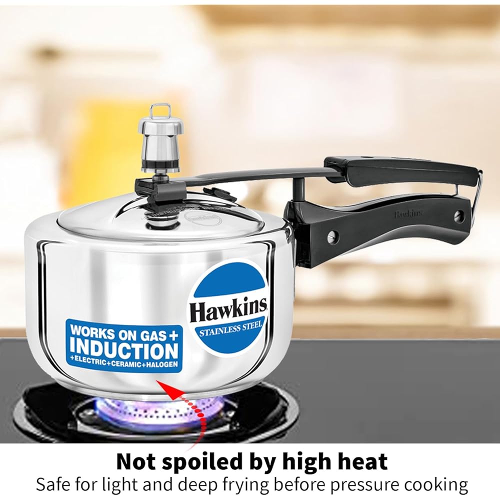 Hawkins Stainless Steel Pressure Cooker, 1.5 litres, Silver (HSS15)