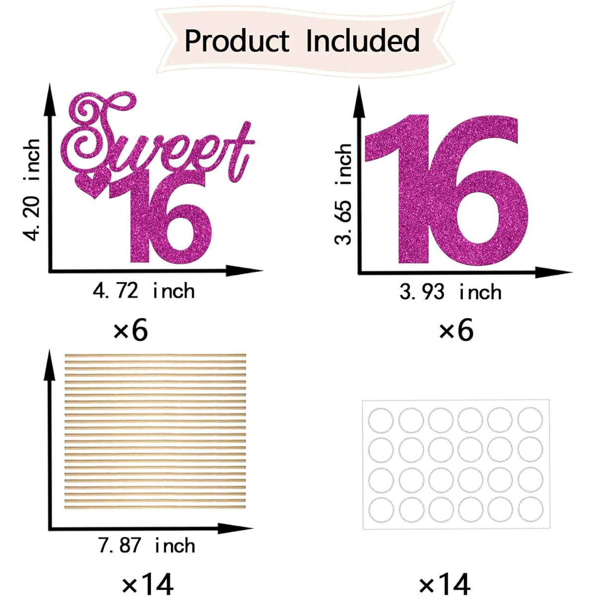 Sweet 16th Centerpiece Sticks Happy 16 Years Birthday Decor Hello 16 Since 2007 16 Year Birthday Table Toppers 16th Birthday Anniversary Party Supplies 12 Pieces Rose Red