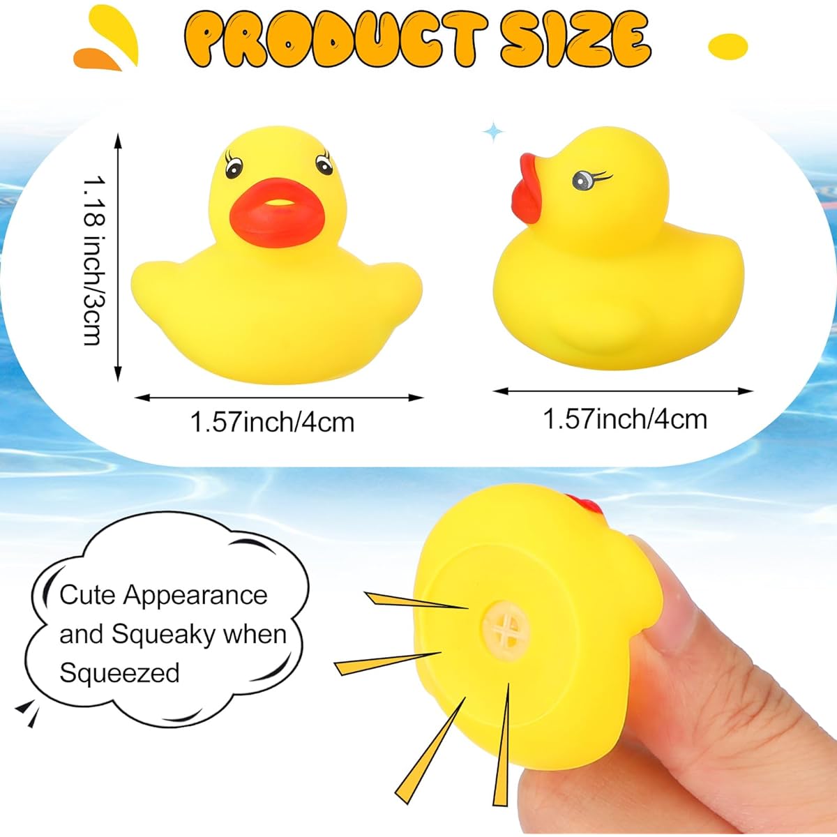 300pcs Rubber Ducks Bath Toys, Float Squeaking Mini Yellow Ducks Small Shower Rubber Ducks Bathtub Toys Pool Toys Party Supplies for Shower Birthday (Multicolor, 1.57 x 1.57 x 1.18 Inch)