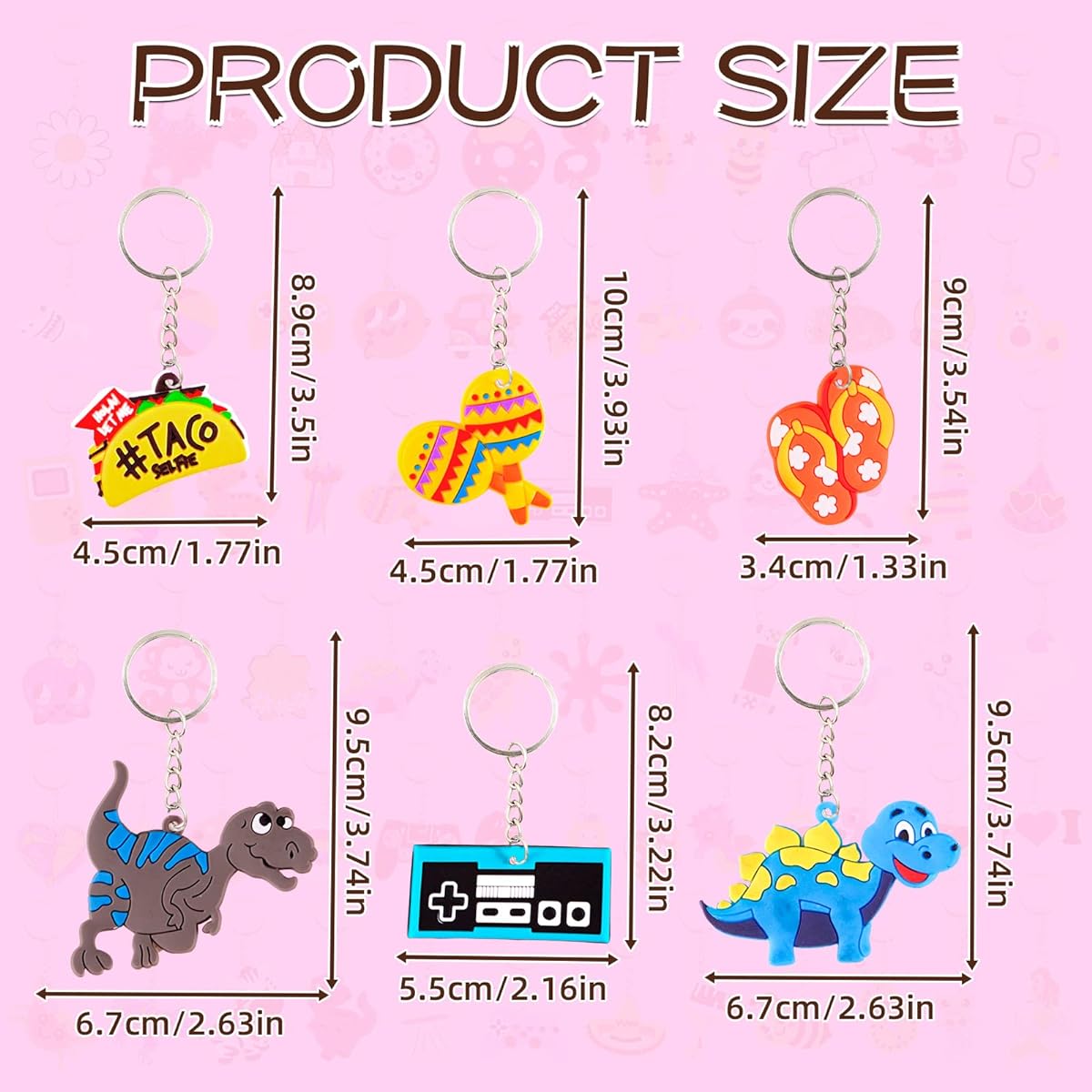 Lecinc 70pcs Video Game Party Favors Video Game Keychains for Kids Birthday School Party Dinosaur Donut Sea Animals Mermaid Rainbow Birthday Party Supplies