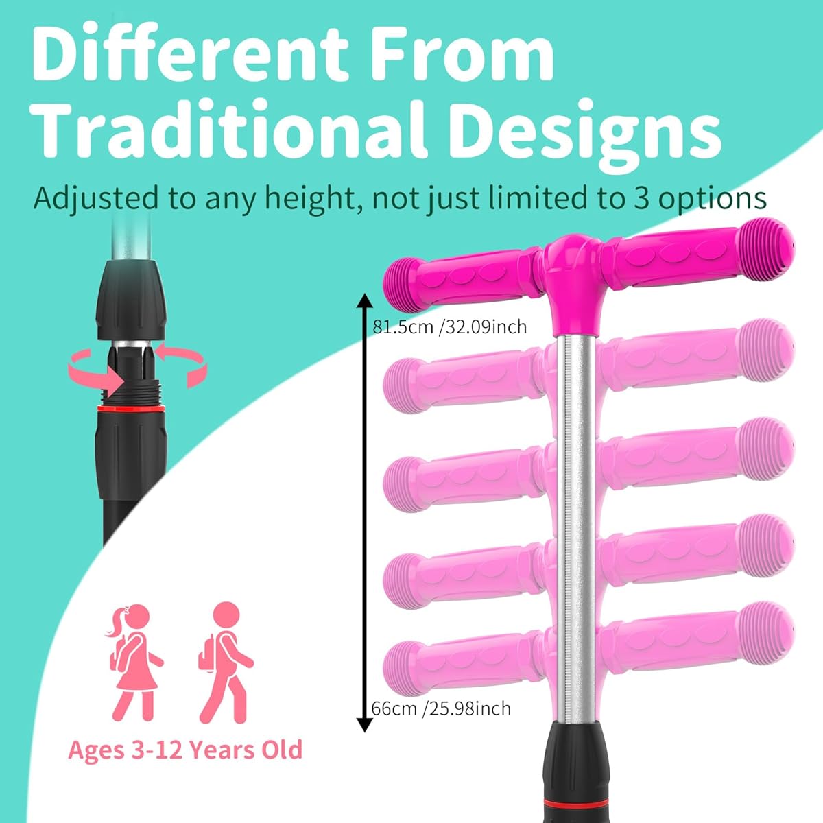BELEEV Kick Scooter for Kids 3 Wheel Scooter for Toddlers Girls & Boys, 4 Adjustable Height, Lean to Steer with PU LED Light Up Wheels for Children from 3 to 14 Years Old