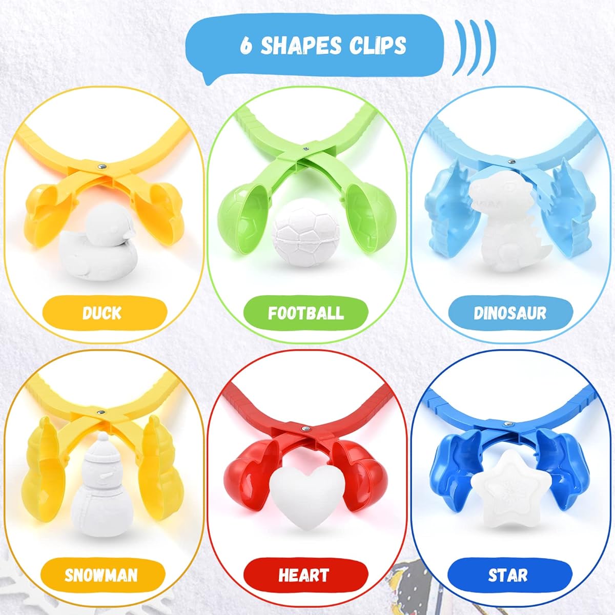 FlONOON Snowball Maker Snow Kit for Kids Snow Toys Penguin Duck Heart Snowman Snowman Snowball Maker Tools with Clips Handles Winter Outdoor Sand Mold for Toddlers Boys Girls