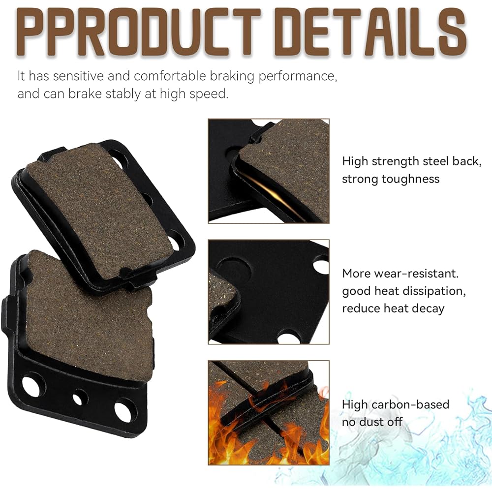 Sollon Front and Rear Brake Pads for Yamaha Banshee 350 YFZ350 1988-2009 Blaster 200 YFS200 2003-2006 Wolverine 350 1995-2005 Warrior 350 YFM350 1989-2004 Raptor 12 Raptor 15 YFM125 2011