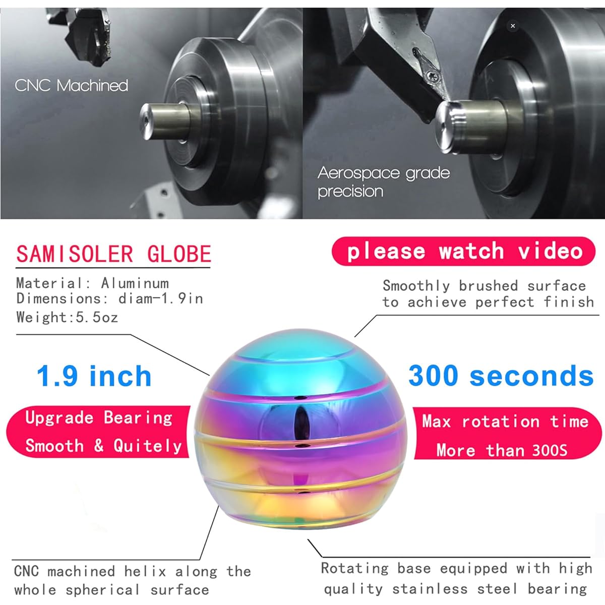 Desk Kinetic-Toys Cool Gadgets for Fidgets:Cool Stuff Game Toys for Adults Teens Kids Stress Relief Optical Illusion Gifts for Office School Home Men Women 300s Spinning