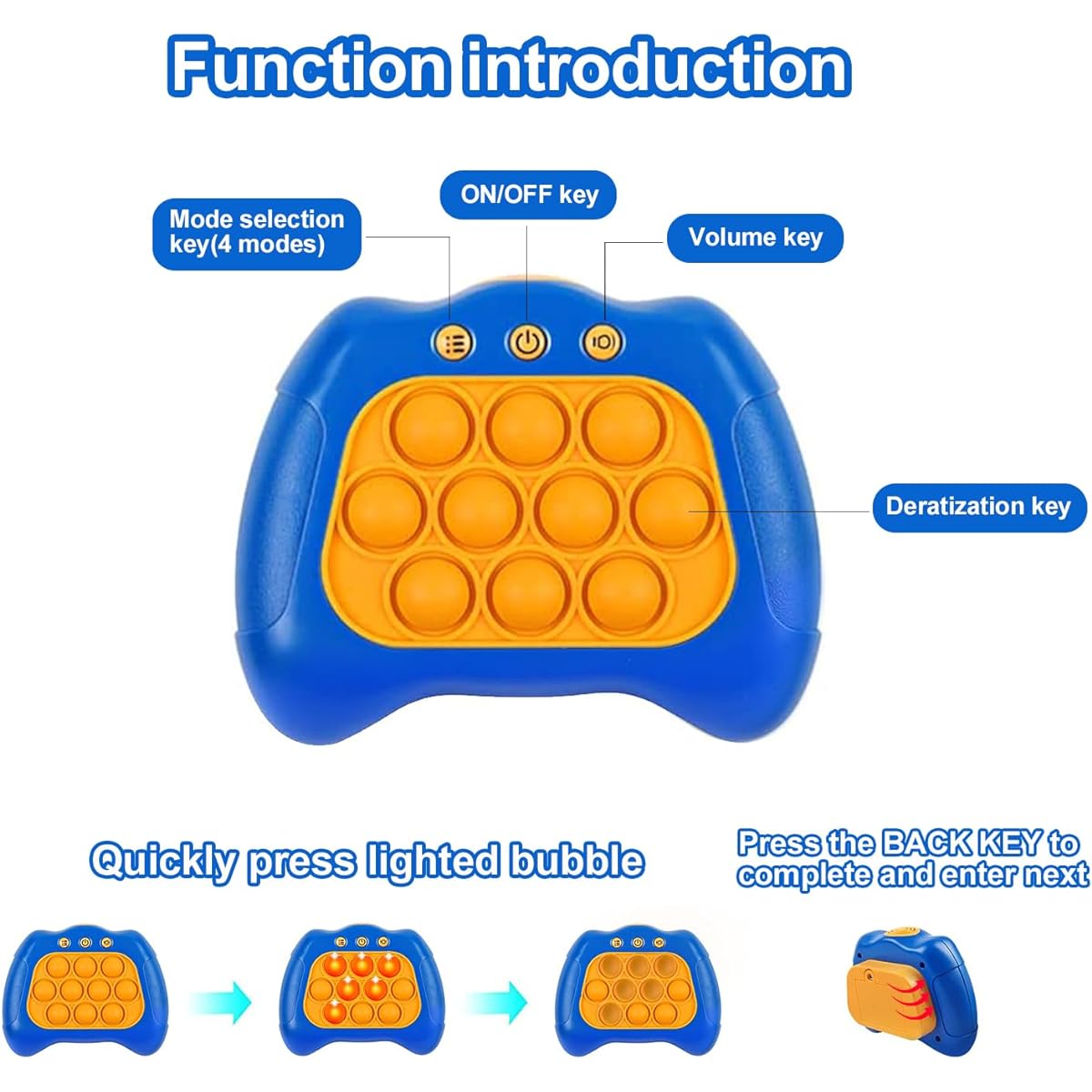 AICARGER Pop The Target! Handheld Speed Push Game Machine: Fun Multiplayer Games for Family. Fidget Game Toys for Ages 6 7 8 9 10 11 12 (Blue)
