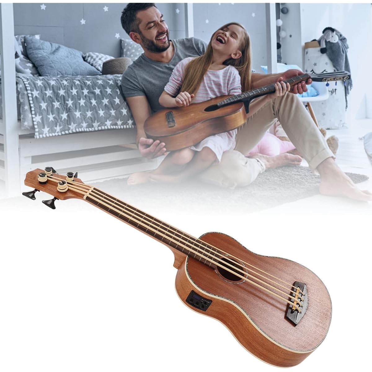 Mini guitar, 4-string ukulele 30 inches Delicate and easy to play