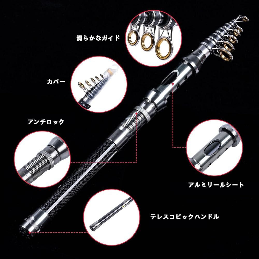 Goture Compact Rod for Beginners/Children Ending: 43cm Ultra Light Throwing Rod Slight Throw RIGEL Series (2.1m, Silver)