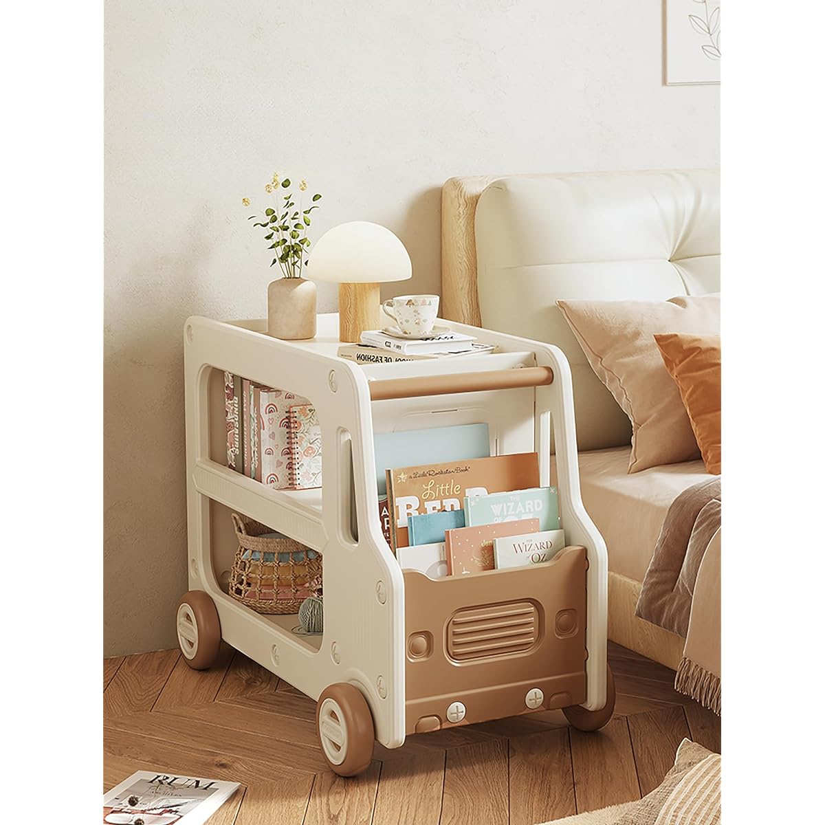 Gorocking Bus Storage Wagon Box Children's Cabinet Side Table Toy Storage Stylish Cute (Green)
