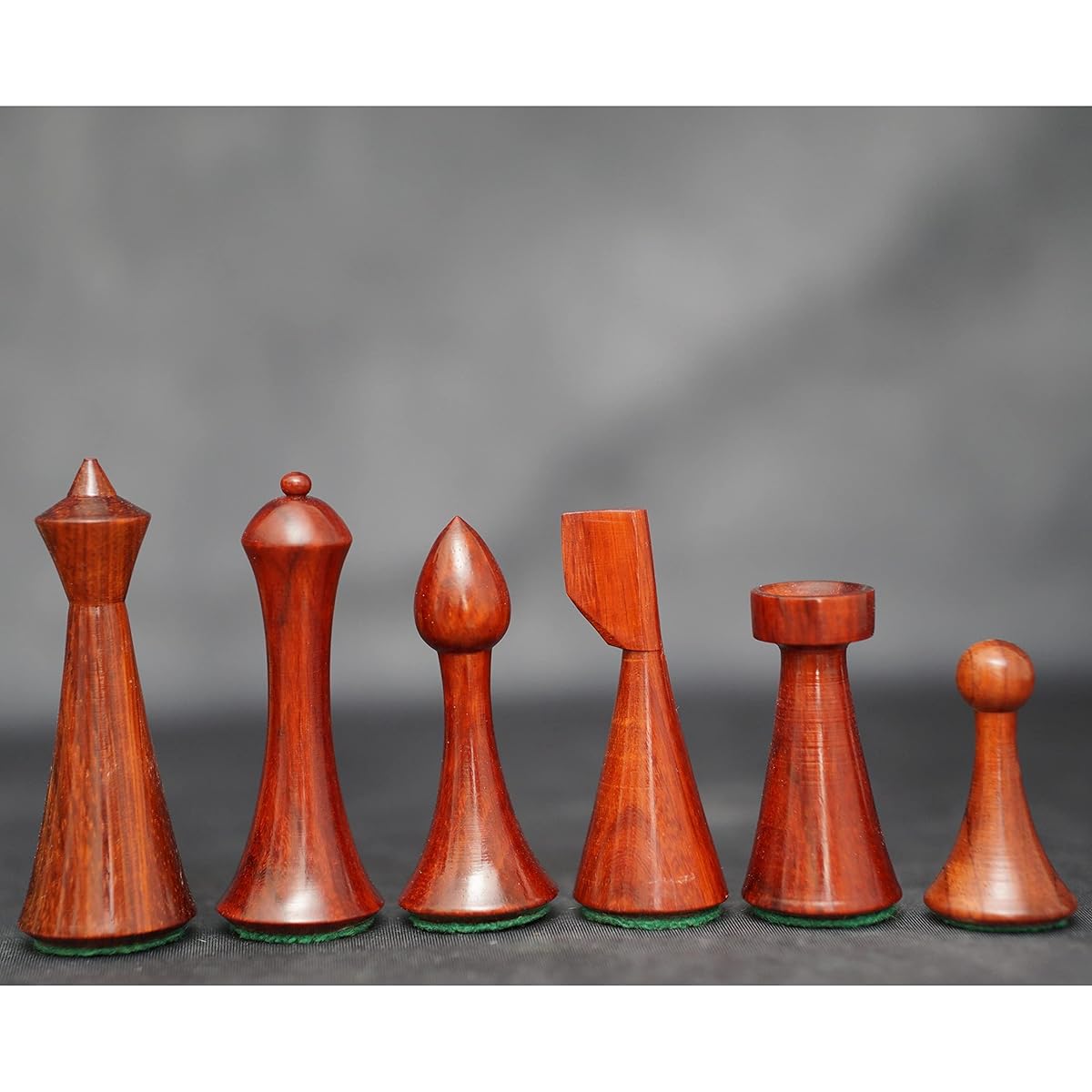 Hastha Kalalu Minimalist Design Reproduction Hermann Ohm Style Modern Danish Model Tournament Weighted Wooden Chess Pieces Set King 3.75" (Bud Rosewood)