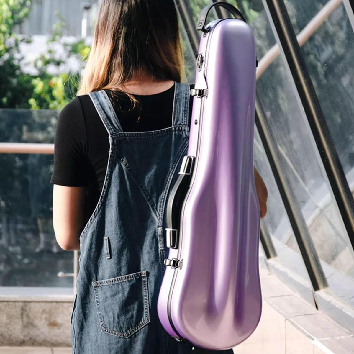Violin Case, 4/4 Full Size Violin Hard Case, Portable Lightweight Violin Case Backpack, Violin Bag Accessory Bag, Violin Protection Box with Adjustable Shoulder Strap, Violin Storage Case, Purple