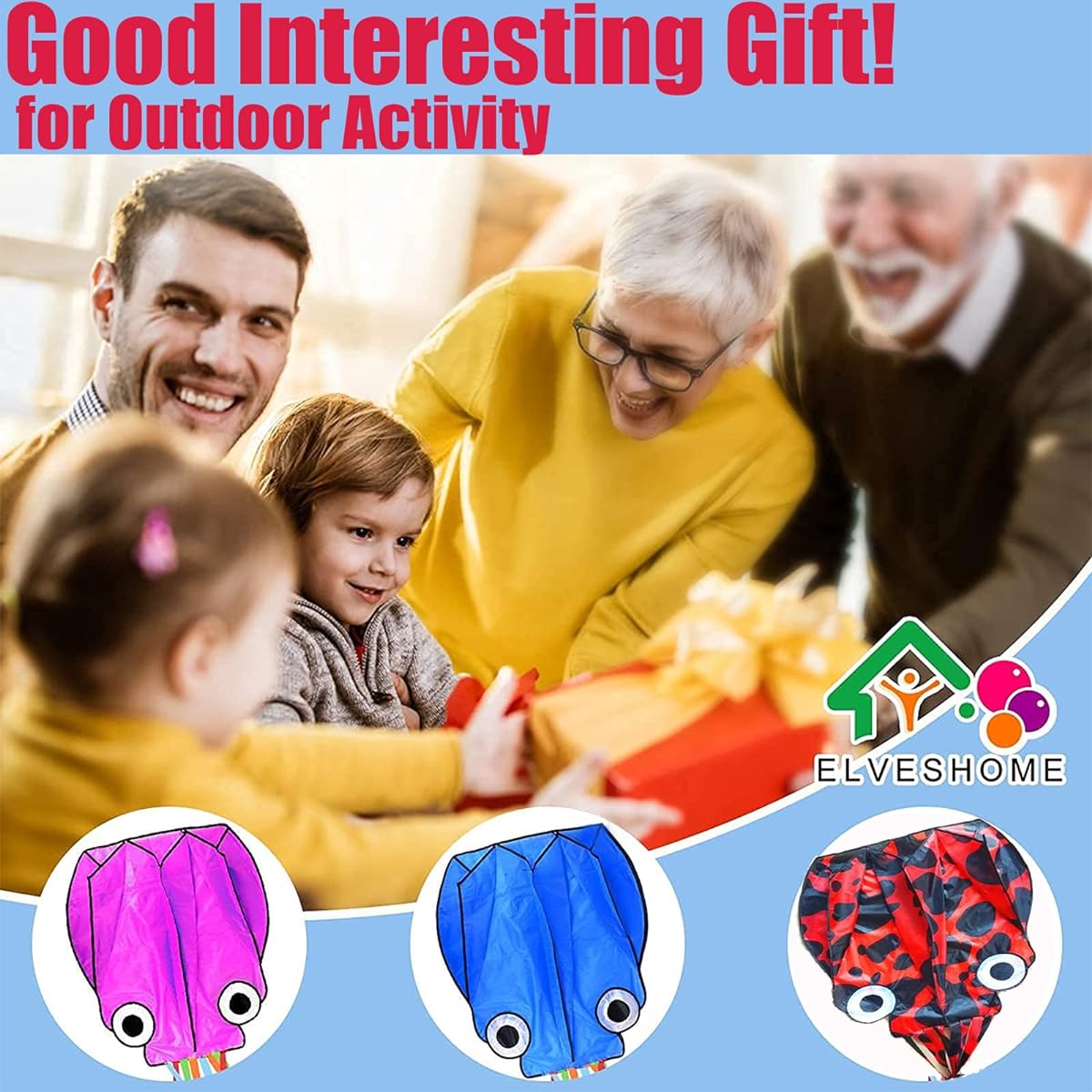 Octopus Kite 3 Pack Kites for Adults Easy to Fly 3D Giant Kites with Kite String Reel Kites Toys Beginner Kites for Girls Boys Big Beach Kite Toys Rainbow Kite with Tail Kite Runner 3 Colors