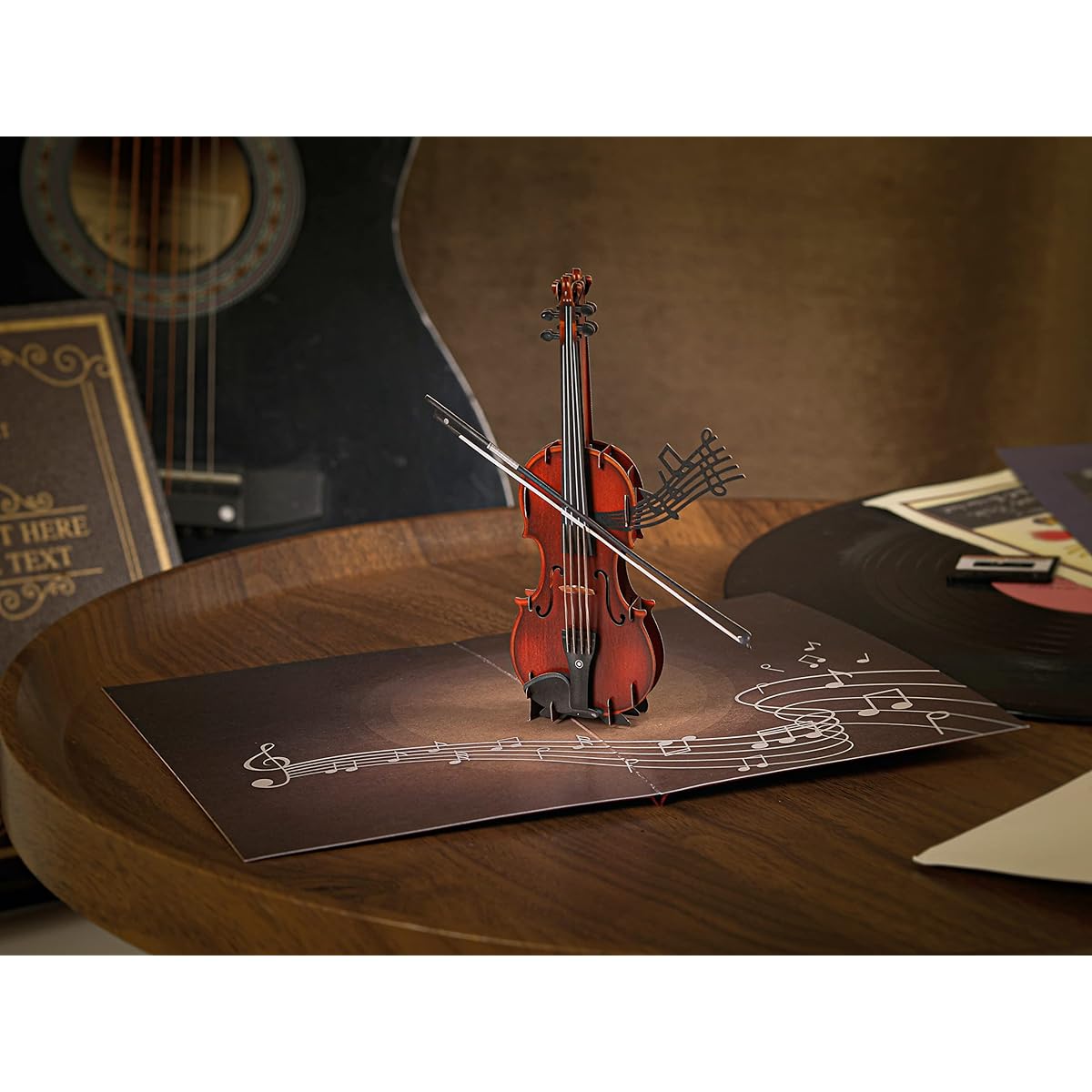 Liif Violin 3D Greeting Pop Up Card Musician Birthday Card Violinist Gift Band Violin Teacher Gift Student Gift Music School Graduation Symphony Concert Card String Instrument Message Note & Envelope Included Size 7 x 5 Inches