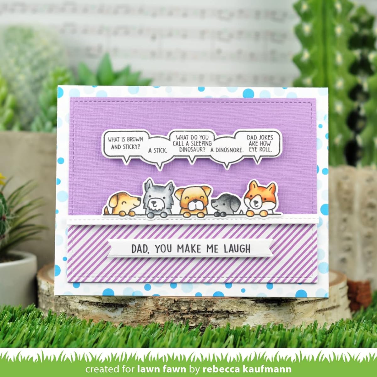 Lawn Fawn Dad Jokes 3" x 4" Clear Stamp Set and Coordinating Dies (LF2863 LF2864) 1 Stamp/Die Storage Pocket Set of 3