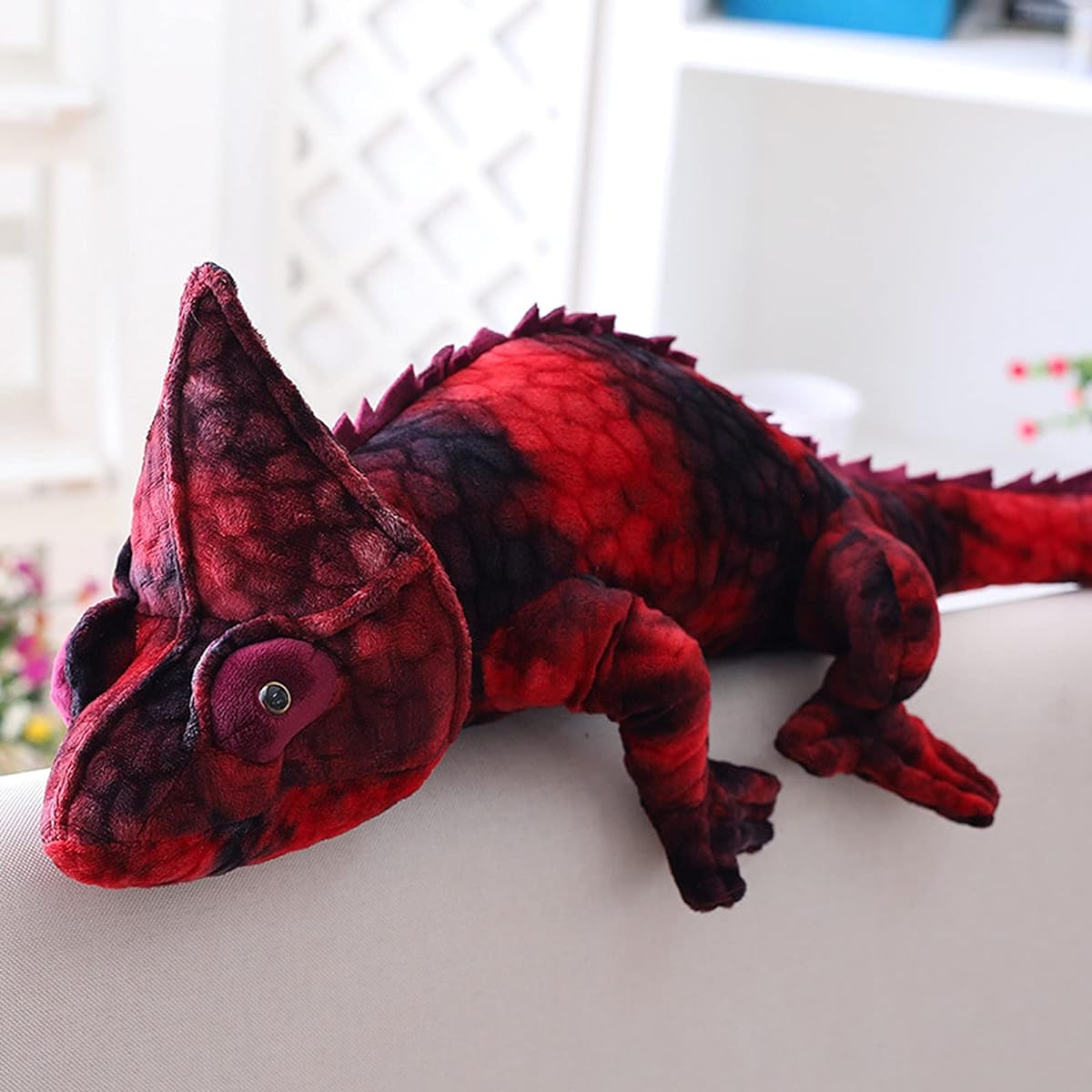 Little Heart Chameleon Stuffed Animal Super Soft Cute Realistic Chameleon Lizard Plush Toy Doll Funny Decor Fun Kids Gift Plush Pillow for All Occasions and Ages (Red)