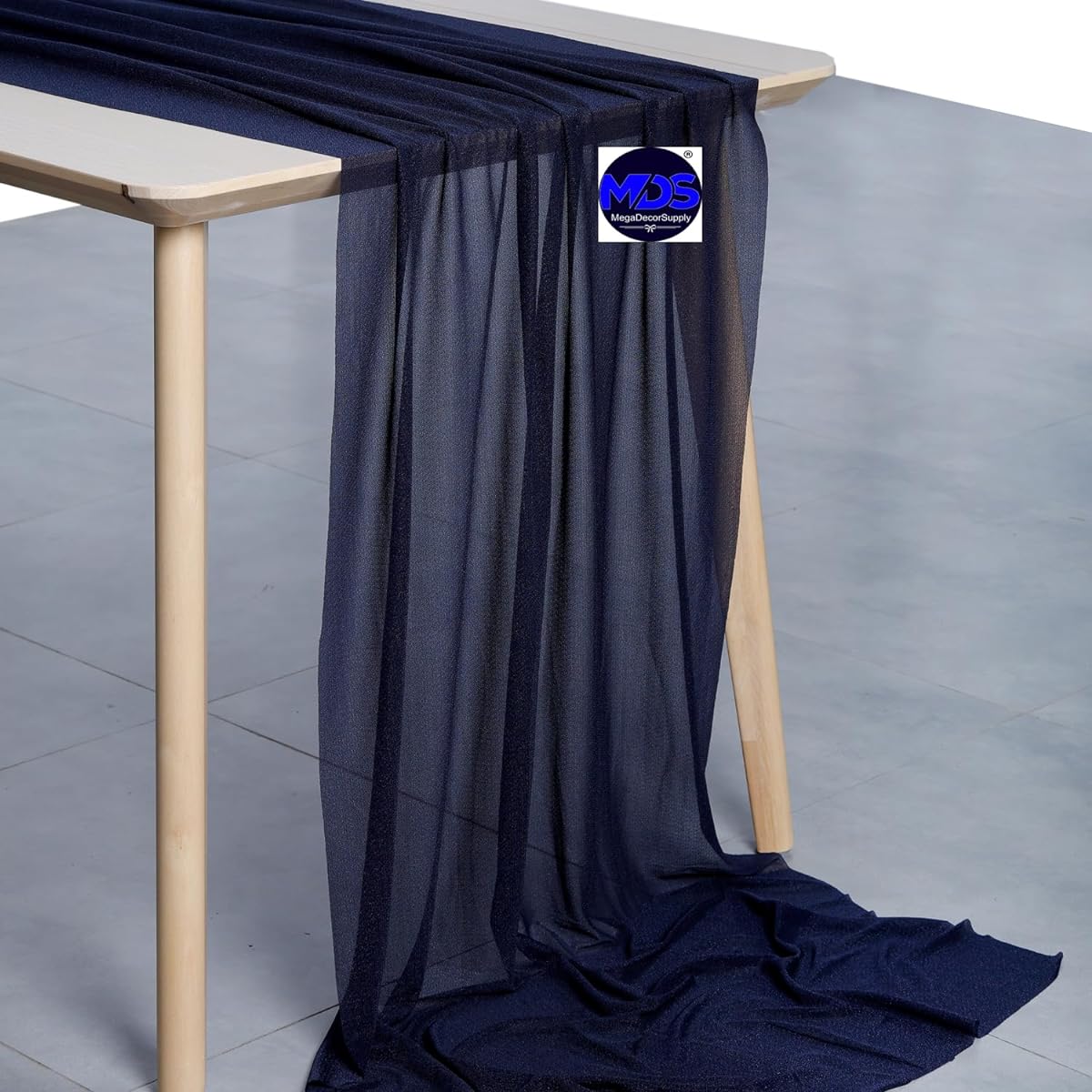 MDS Chiffon Table Runner 10' 10' 29x120 Inch Sheer Wedding Runner Romantic Rustic Table Runner for Wedding Decoration Birthday Party Bridal Shower Party Arch Decor Navy Blue