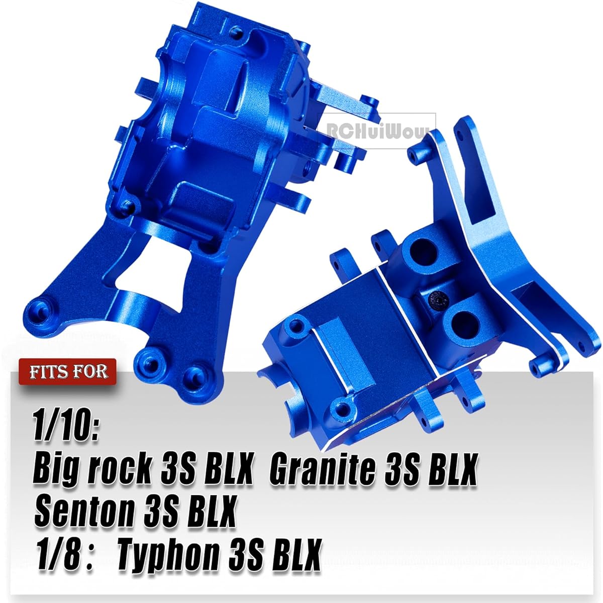 RCHuiWow RC Composite Front Rear Upper Gearbox Cover and Shock Tower Upgrade for 1/10 Arrma Big Rock 3S BLX, Granite/Senton 3S BLX(Mega550), Kraton/Outcast 4S BLX, 1/8 Typhon 3S BLX(Mega550), Navy Blue