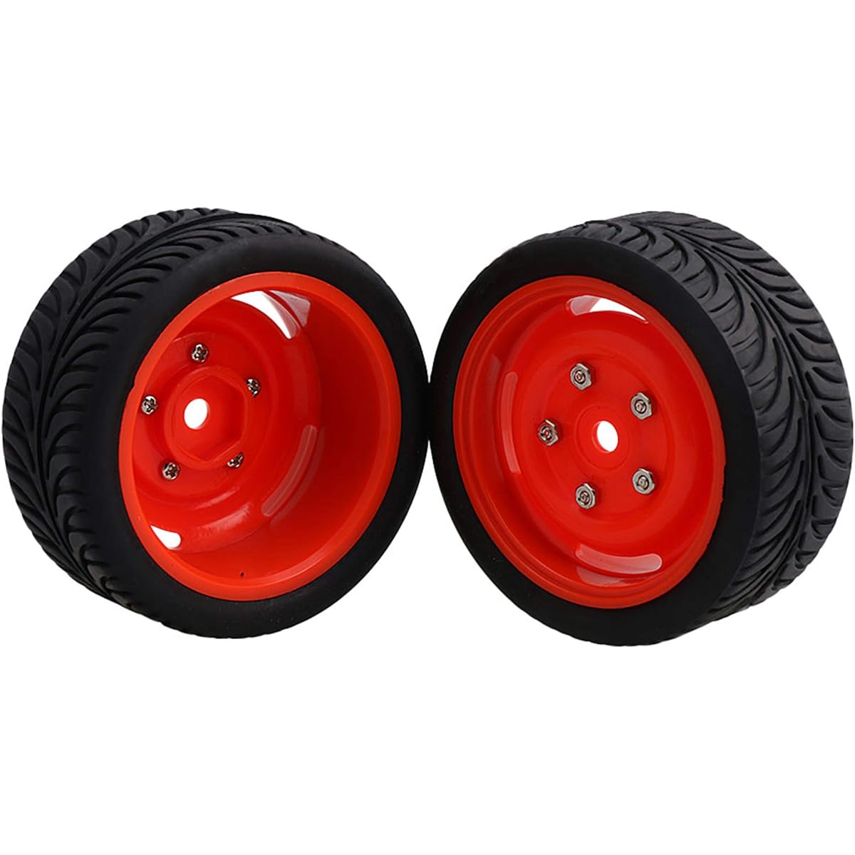Mxfans 12mm Hex Wheel Rim 4 Holes & Rubber Tire for RC 1/10 On-Road Car 4pcs