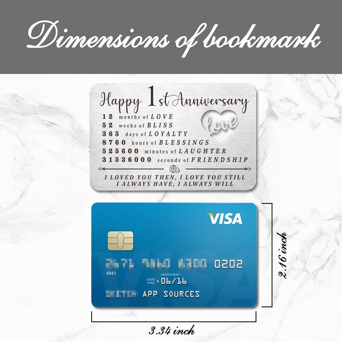 Luptiteuy 1st Anniversary Wallet Card Gifts for Her, Husband Wife Boyfriend Girlfriend, 1st Anniversary Cards for Him and Her, Happy 1st Anniversary Gifts for Couples