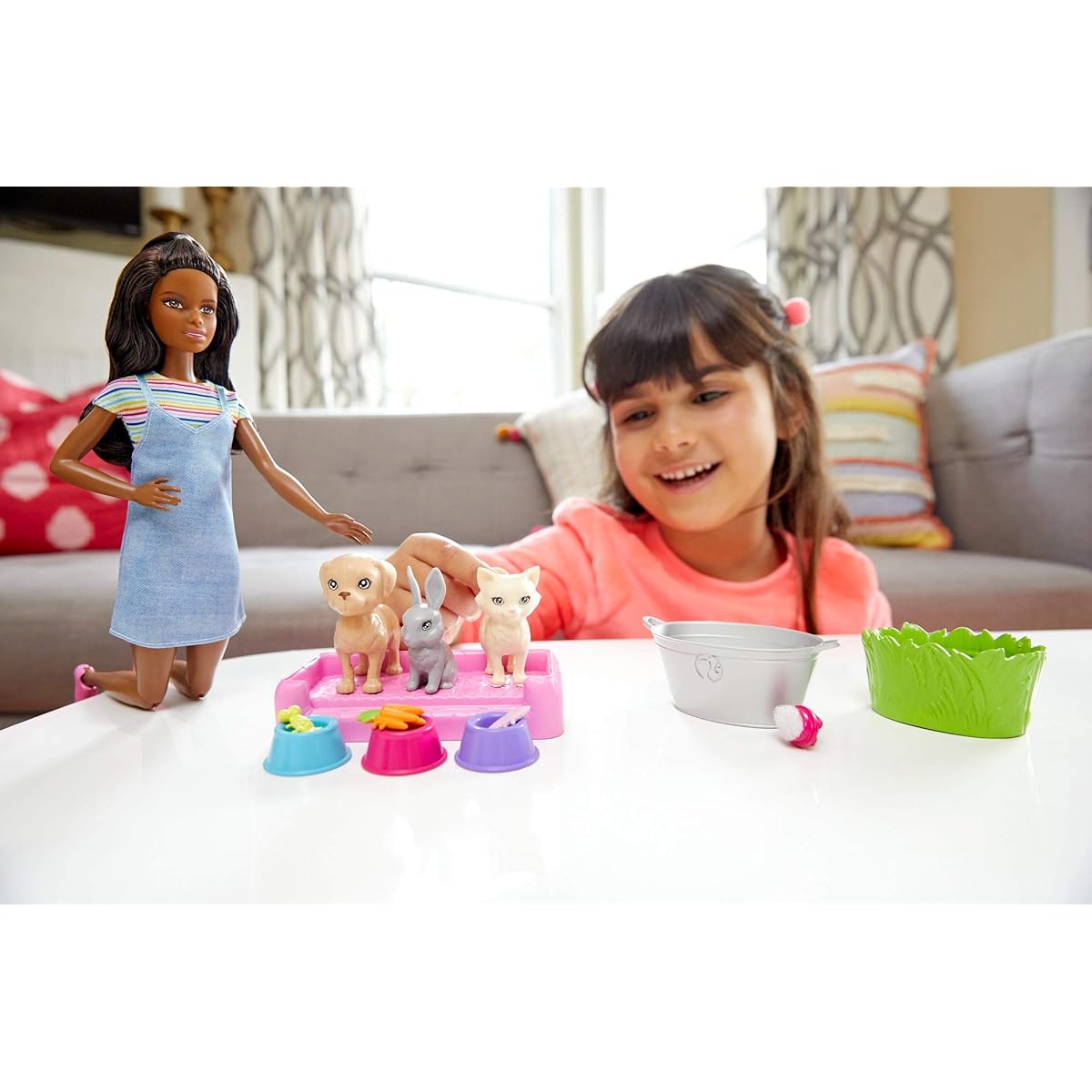 Mattel - Barbie Play 'N' Wash Pets Doll and Playset, African American