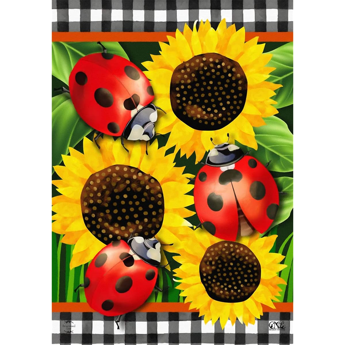 Ladybug and Sunflower Summerhouse Flag Floral Everyday 28" x 40" Briarwood Lane