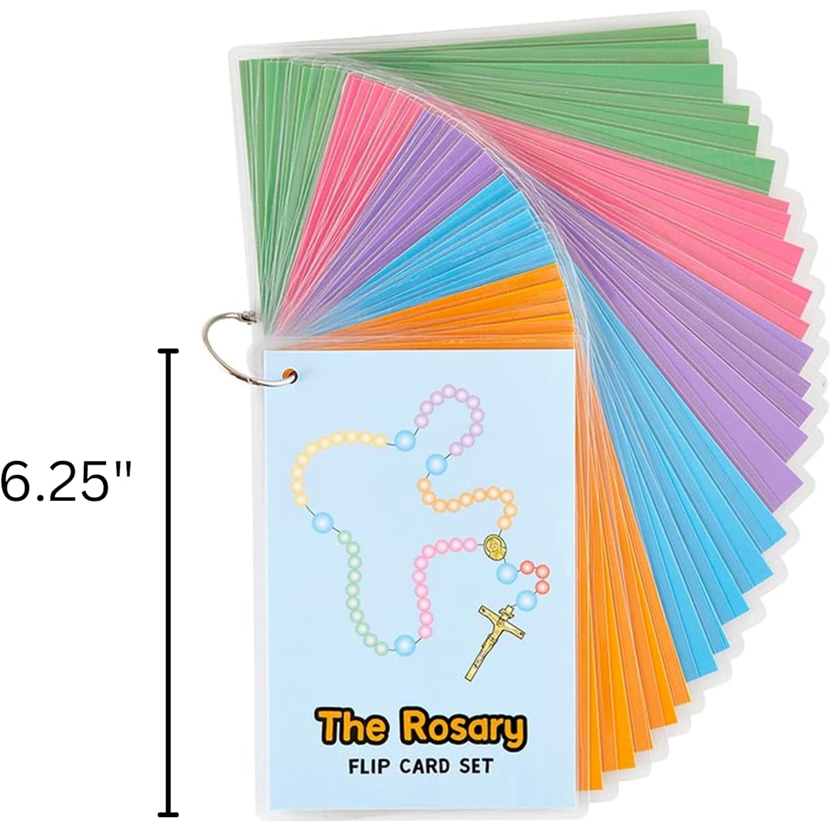 Rosary Jumbo Flip Card Set Catholic Sunday School Study Supplies Bible Study Trivia for Families 27 Card Set