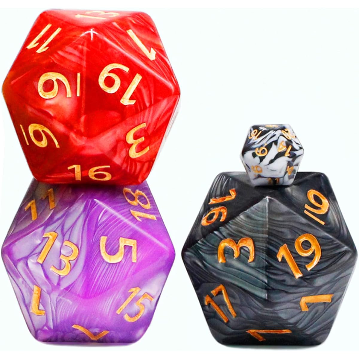 D20 Dice Large DND 20 Sided Dice Set for Dungeons & Dragons RPG MTG Tabletop Games 55mm 3pcs