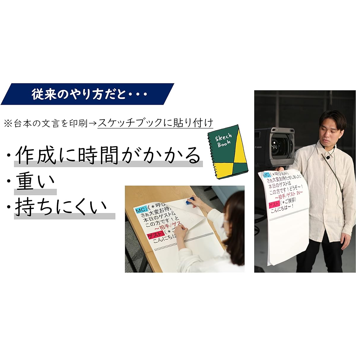 Suzumaru Cheat Sheet with Cheat Sheet Creation Manual for Television, TV Recording, Filming, and Distribution, Black, A3