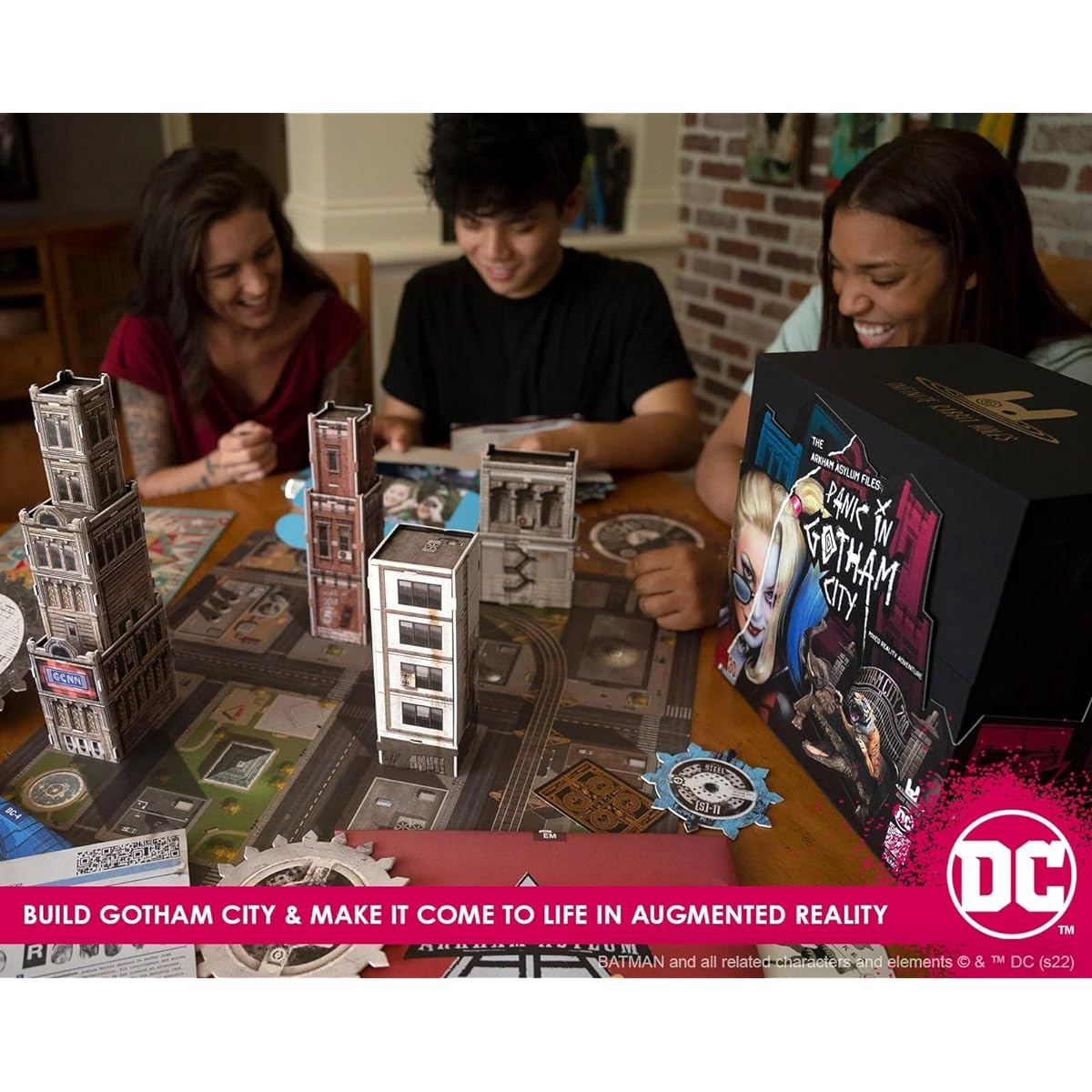 Infinite Rabbit Holes Arkham Asylum Files Augmented Reality Game - Panic in Gotham City Experience Batman Mystery Harley Quinn and Joker Family Board Game iPhone & iPad Only