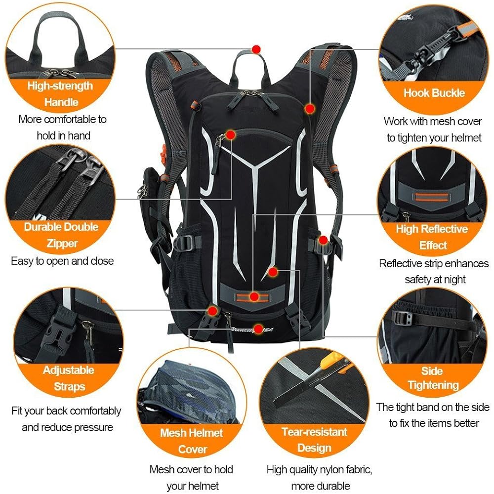 Phoenix Ikki 18L Lightweight Back Vented Water Repellent Cycling Bag Bicycle Backpack Hydration Bag with Helmet Cover