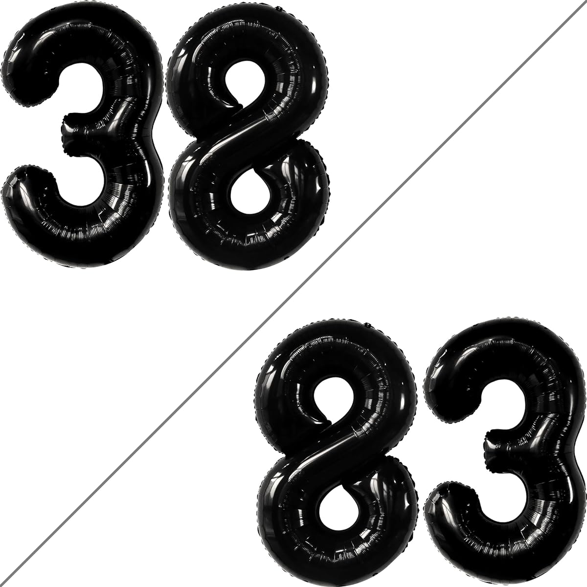 black number 38 foil balloon
