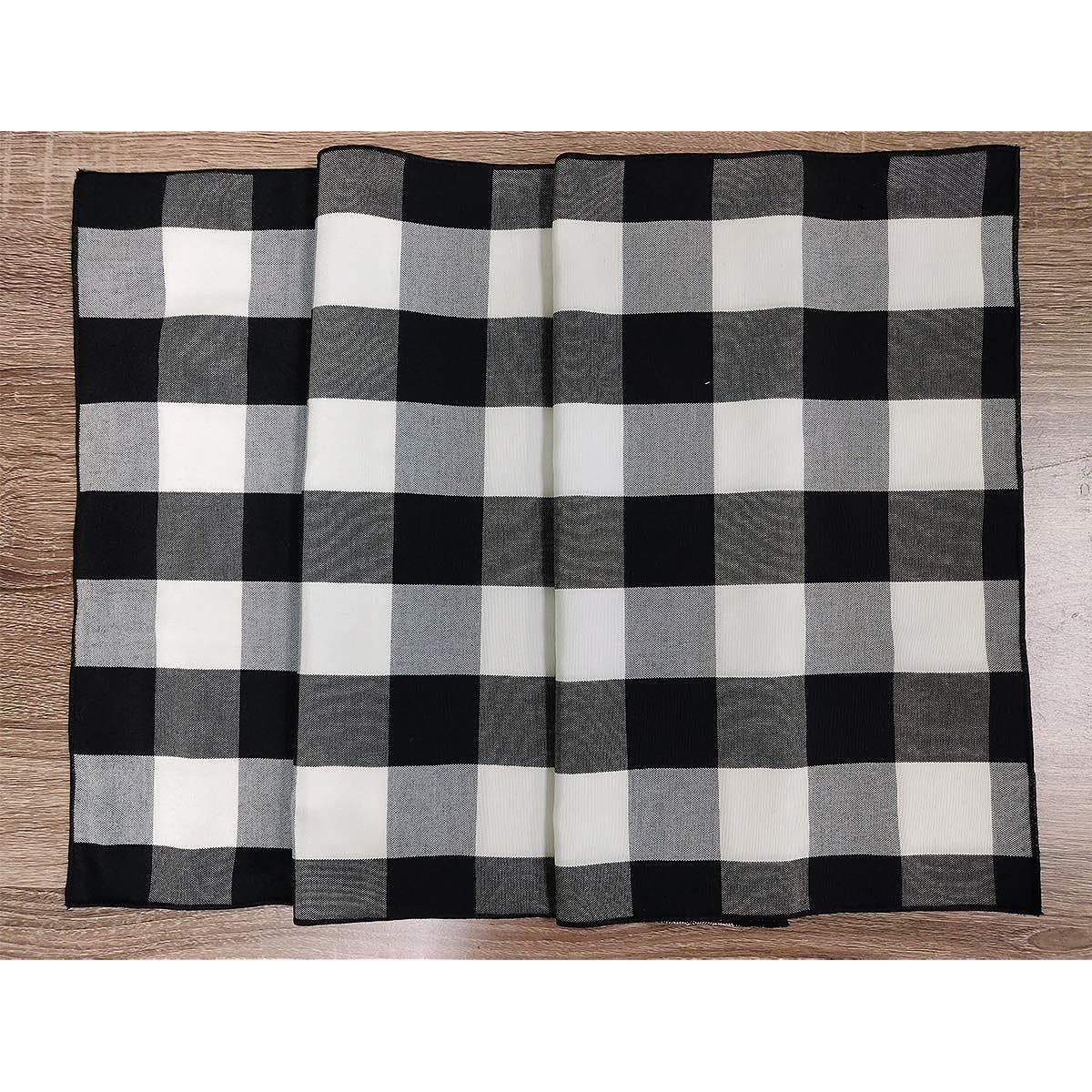 Fennco Styles Buffalo Check Design Table Runner 16" W x 54" L - Made in the USA - Black Plaid Rustic Table Cover for Everyday Use, Banquets, Holidays, Family Gatherings, Special Occasions