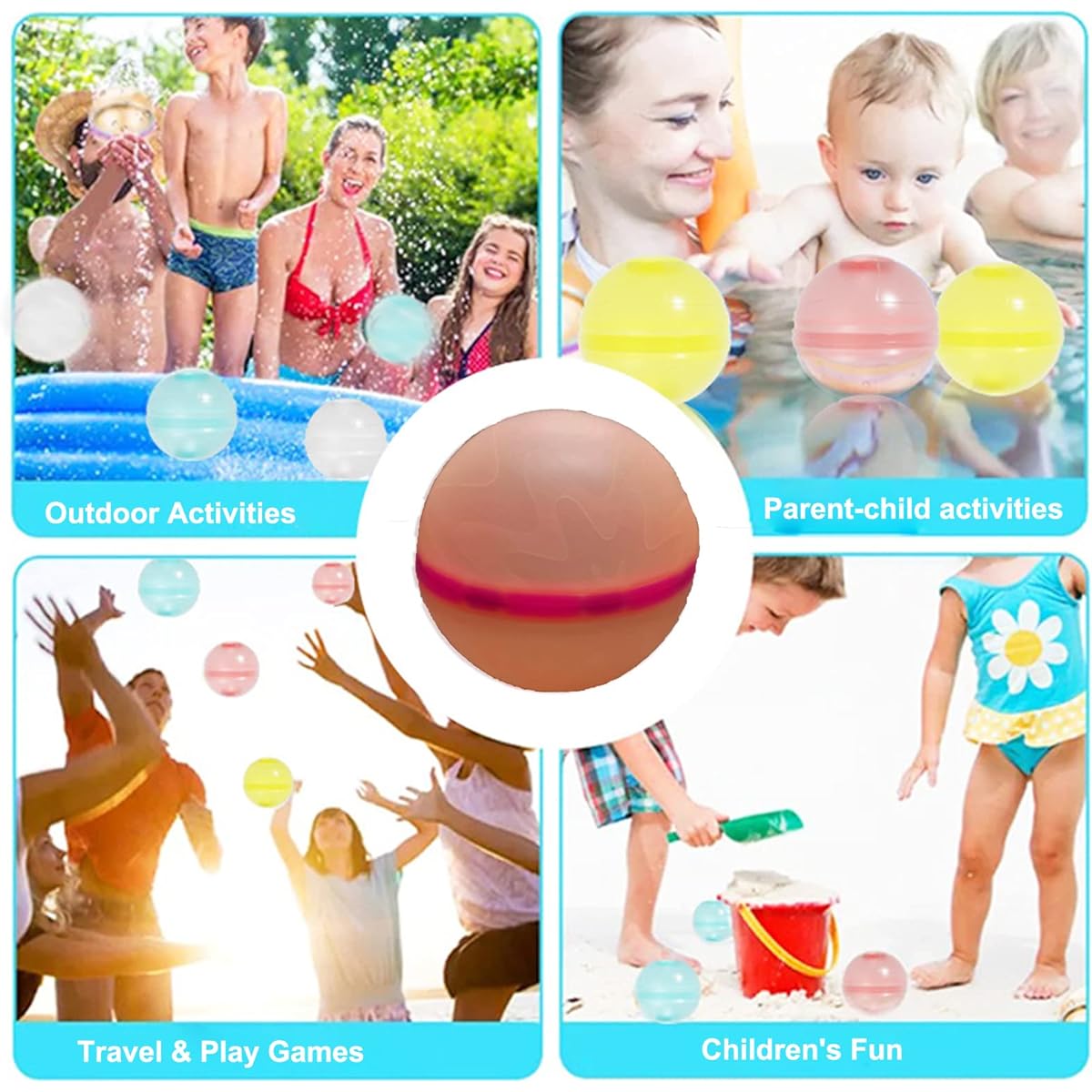 Reusable Water Balloons for Kids Adults Outdoor Activities, Soft Silicone Water Splash Balls, Magnetic Water Balloons for Kids Pool Bath Toys Summer Fun Party Supplies (16 Pack)