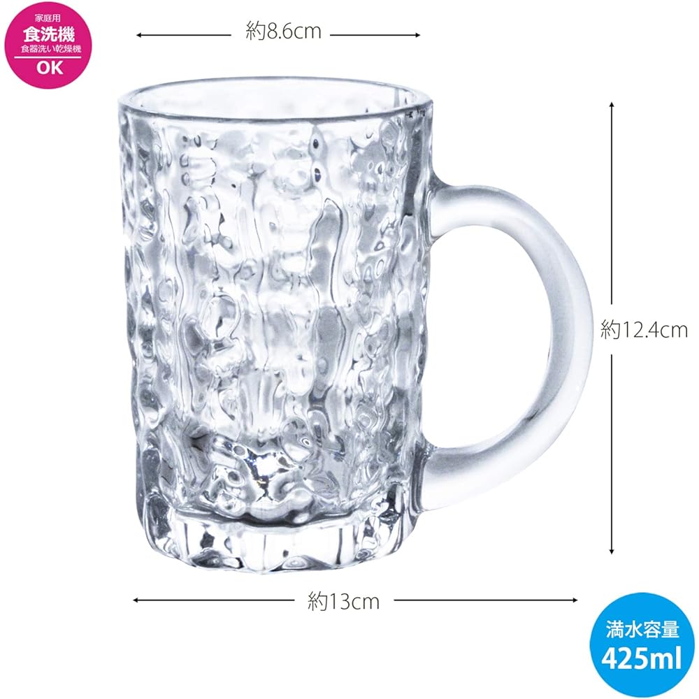 Toyo Sasaki Glass Beer Mug 425ml Ice Cream Mug M Made in Japan 36 Sets (Sold in Case) Dishwasher Safe P-26353-JAN