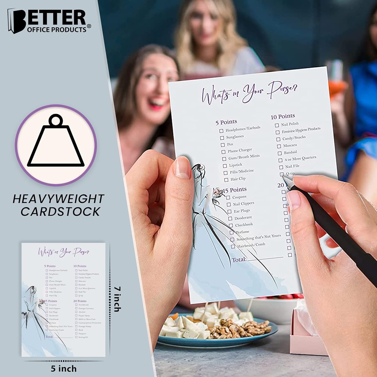 Better Office Products Bridal Shower Games for 50 Guests (250 Cards) 5 x 7 Inch Bridal Games Set of 5 Fun Game Activities Elegant Bridal Sketch Designs