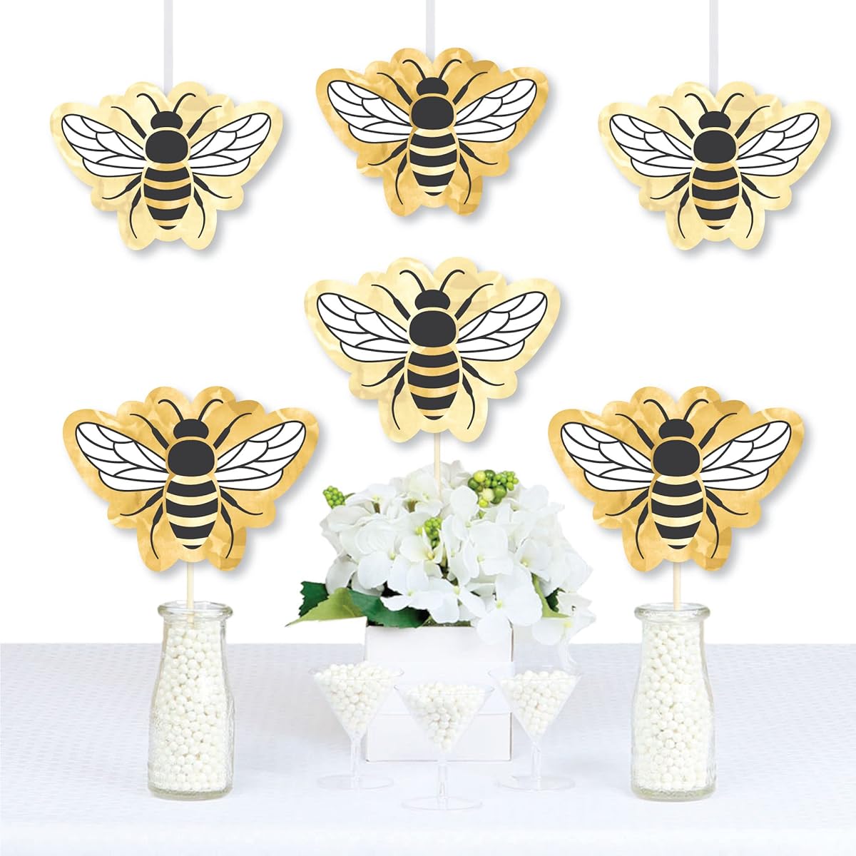 Big Dot of Happiness Little Bumblebee - Decoration DIY Bees Baby Shower and Birthday Party Essentials - Set of 20