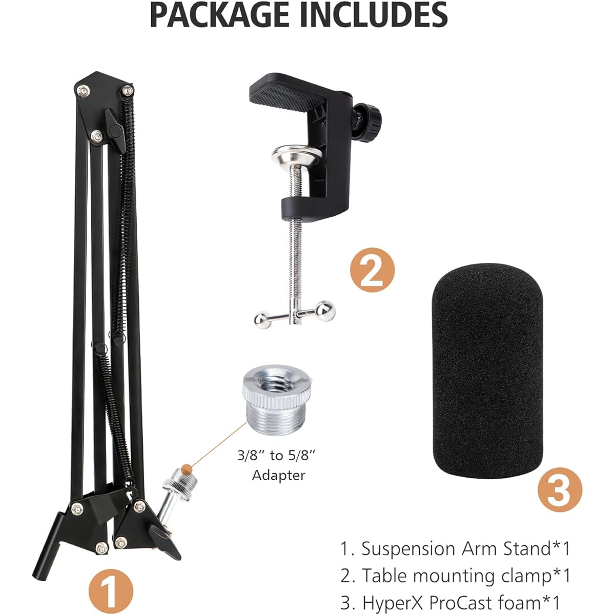 SUNMON Boom Arm for HyperX ProCast - Microphone Boom Arm Compatible with HyperX HyperX Procast, Microphone Arm Stand with Microphone Cover, Improves Sound Quality, Microphone Boom Arm for ProCast