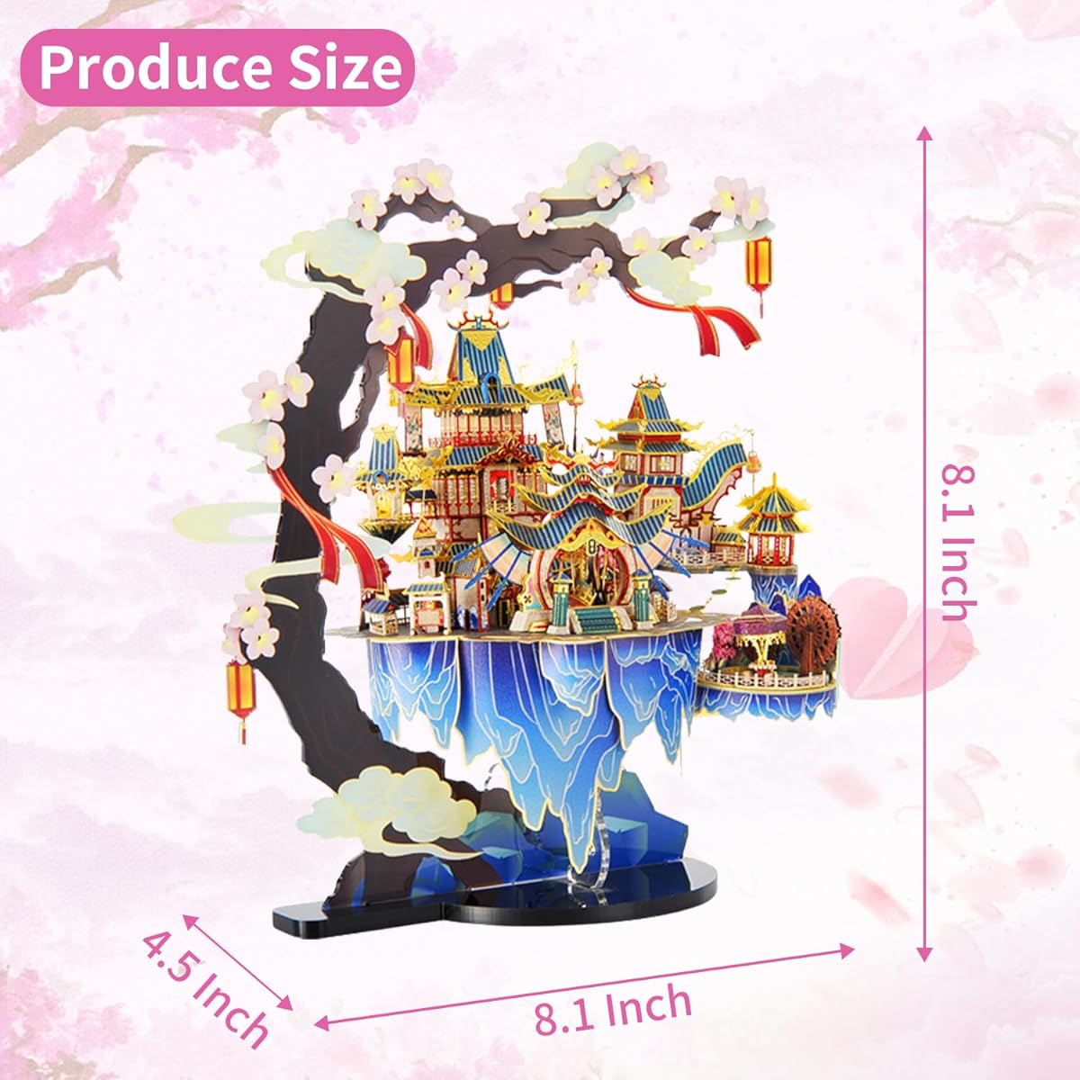 Microworld 3D Metal Puzzle Peach Blossom Source Architecture Metal Model Kit DIY Brain Teaser Challenge 3D Puzzle for Adults Arts Crafts Assembled Home Decoration Gift