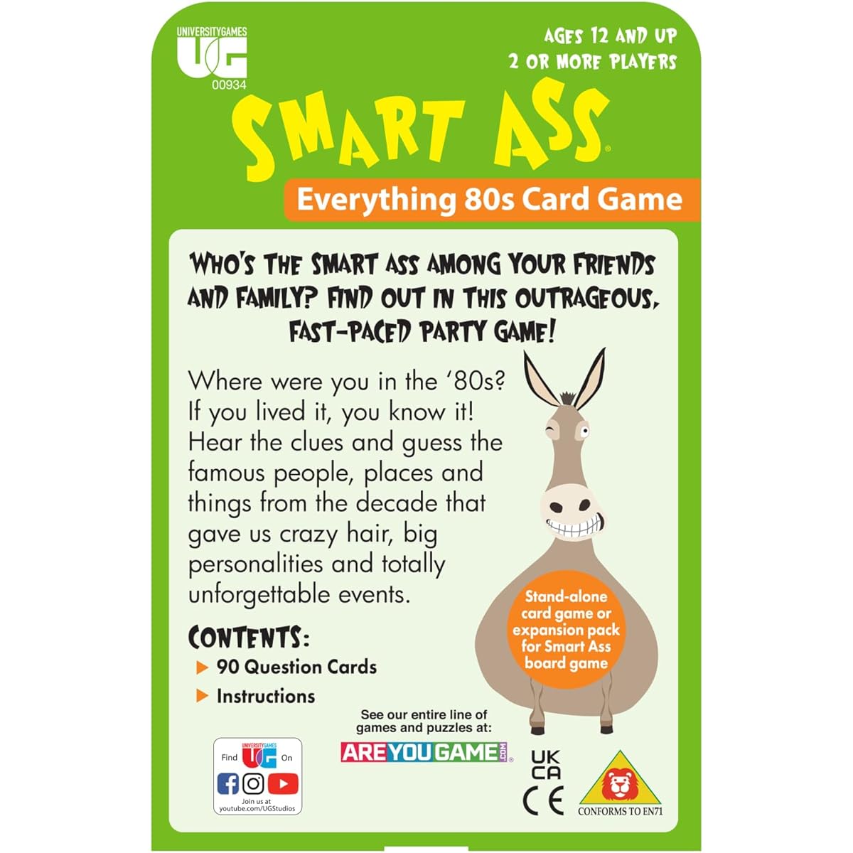 University Games | Smart Ass '80s Tuck Box Card Game - Perfect for Game Night on the Go - Ages 12+