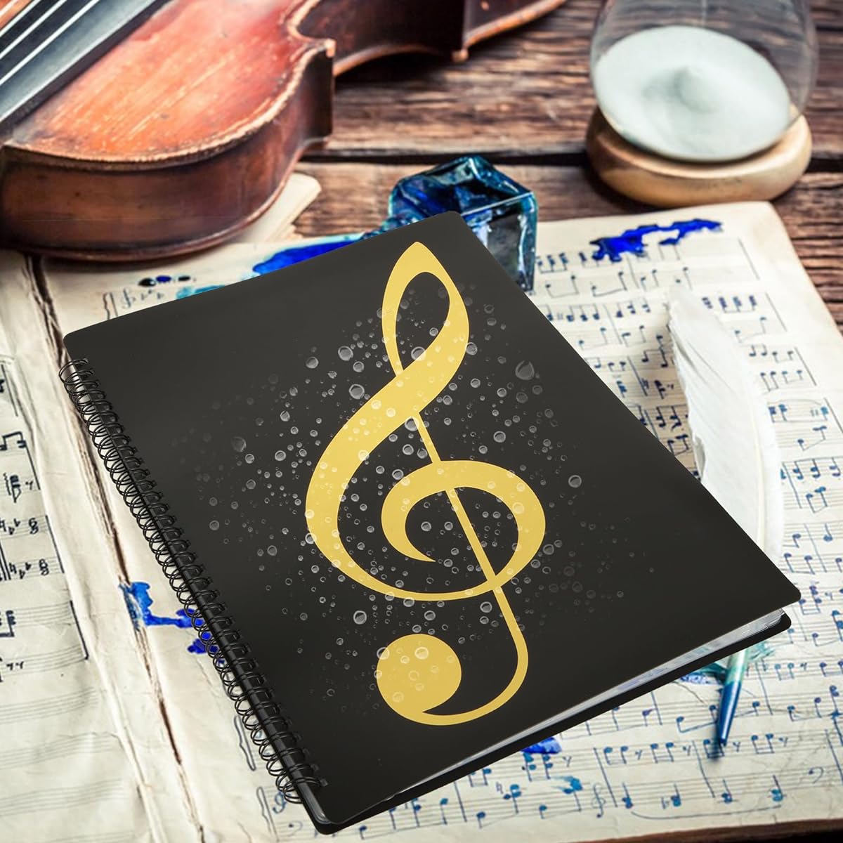 Sheet Music Folder 2 Pack 8.5 x 11 Music Binder 4 Pages 40 Pockets Writable Choir Folder (Black)