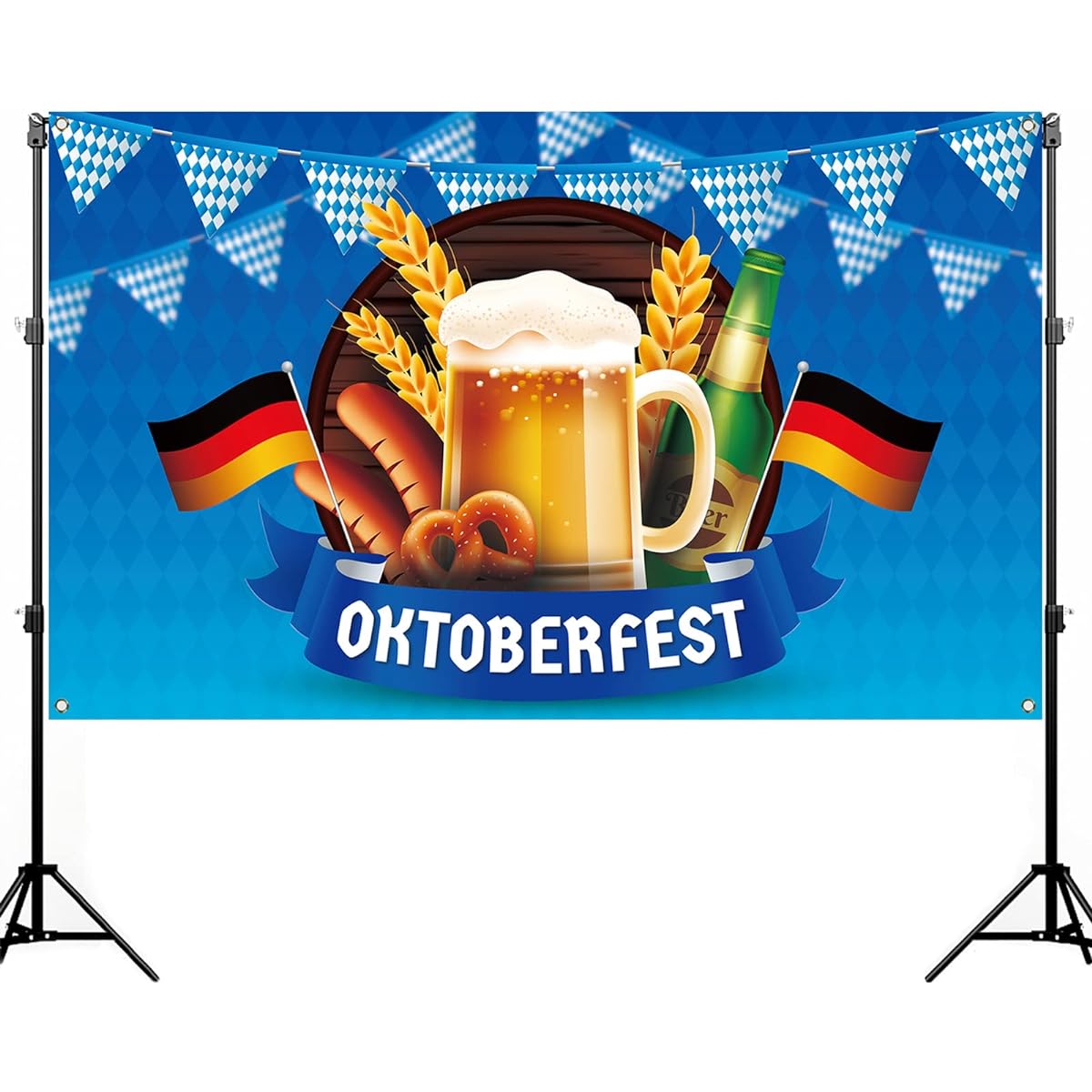 Nepnuzer Oktoberfest Photo Booth Backdrop Octoberfest Decorations German Bavarian Beer Banner Wall Decor 5.9x3.6ft