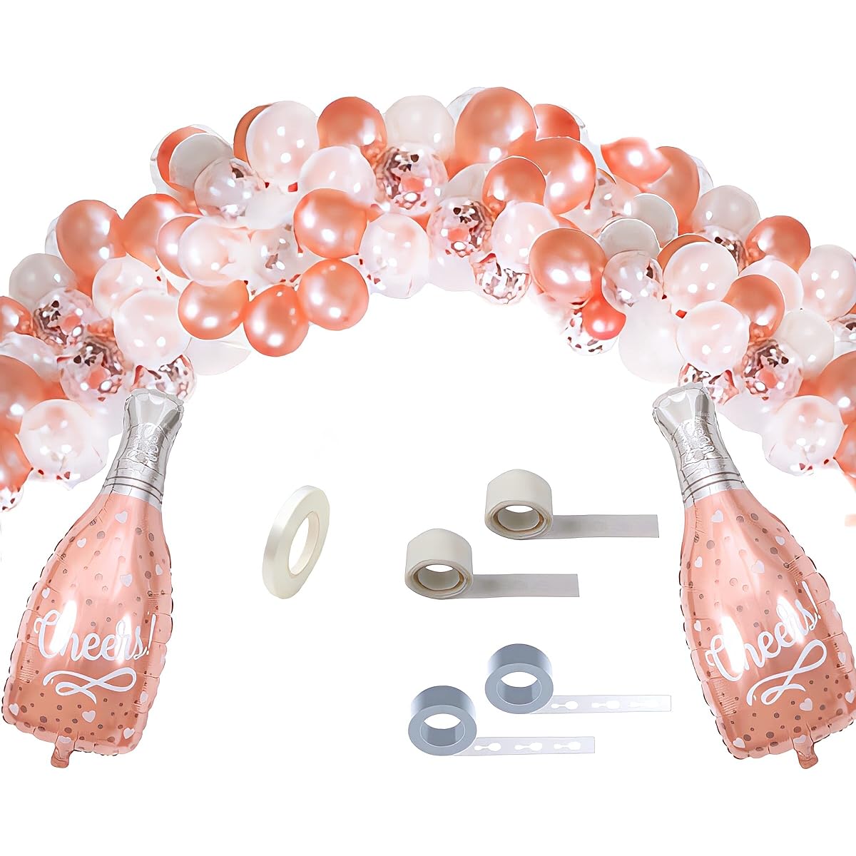 Champagne Bottle Balloon Kit, 40" Champagne Wine Bottle Rose Gold Balloons and 80pcs Balloons Garland Arch Kit Rose Gold Confetti Balloons for Wedding Birthday Celebration Valentine Graduation Bachelorette Bridal Shower Party Decorations
