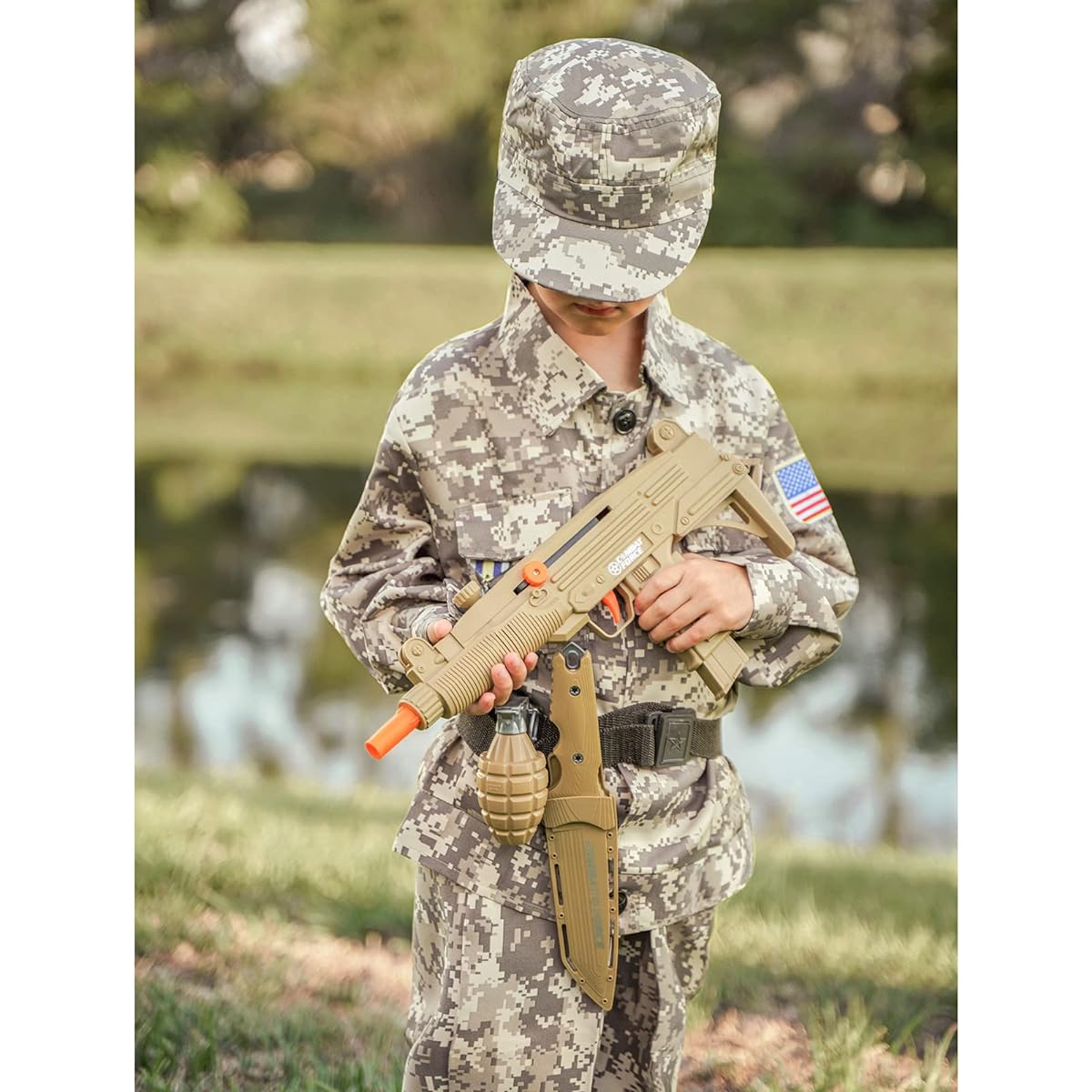 GIFTINBOX Army Costume for Kids Soldier Dress Up Role Play Set Deluxe Christmas Gift for Boys Ages 3-10