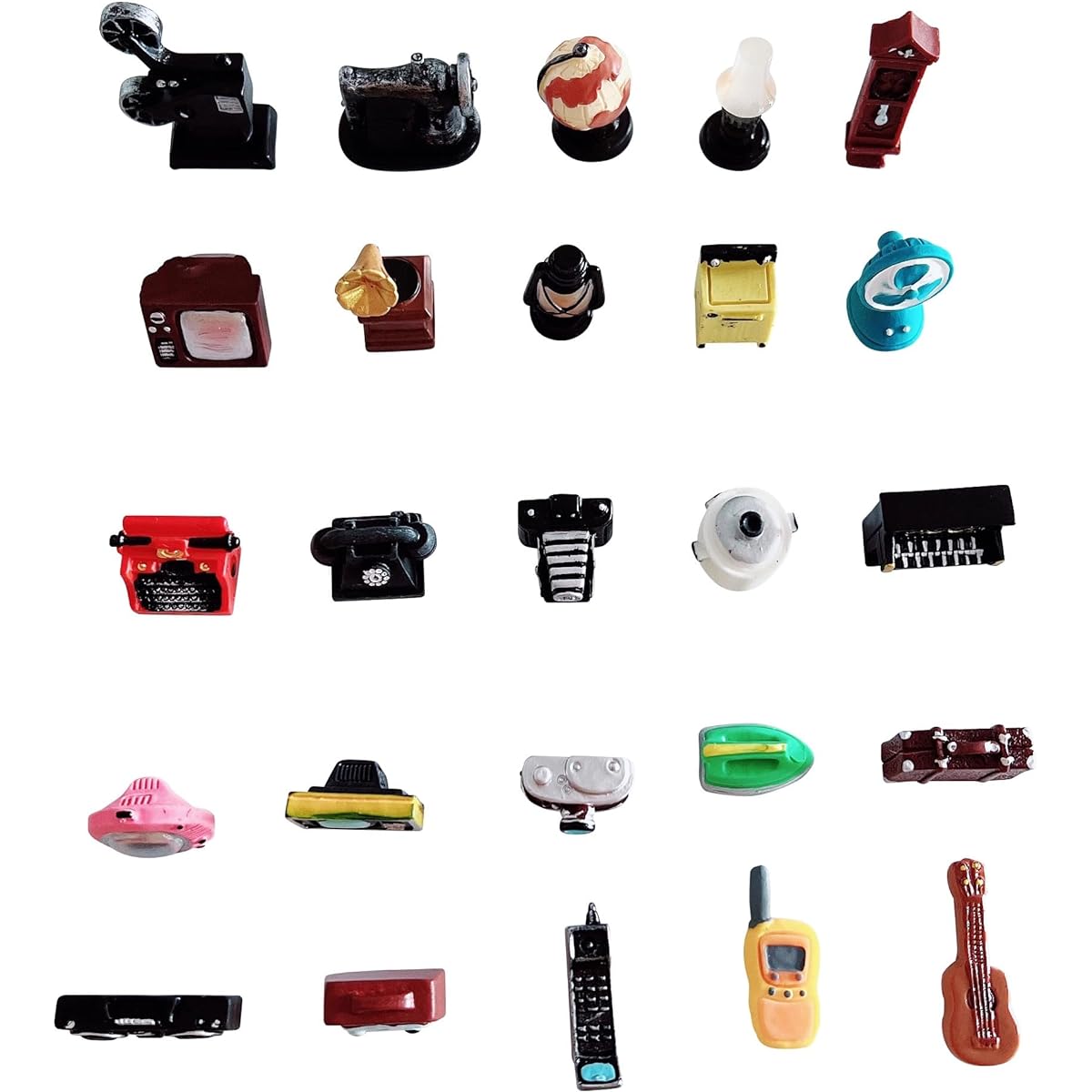 SIX VANKA 25pcs Miniature Resin Retro Home Appliances Decoration Set Camera/Phone/Photo Props for DIY Pretend Play Dollhouse