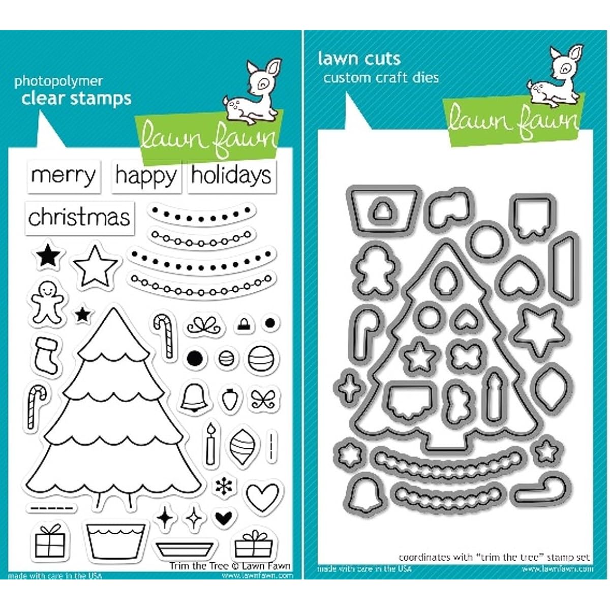 Lawn Fawn Trim The Tree Clear Stamp and Die Set - Includes One Each of LF564 (Stamp) & LF574 (Die) - Custom Set by Lawn Fawn