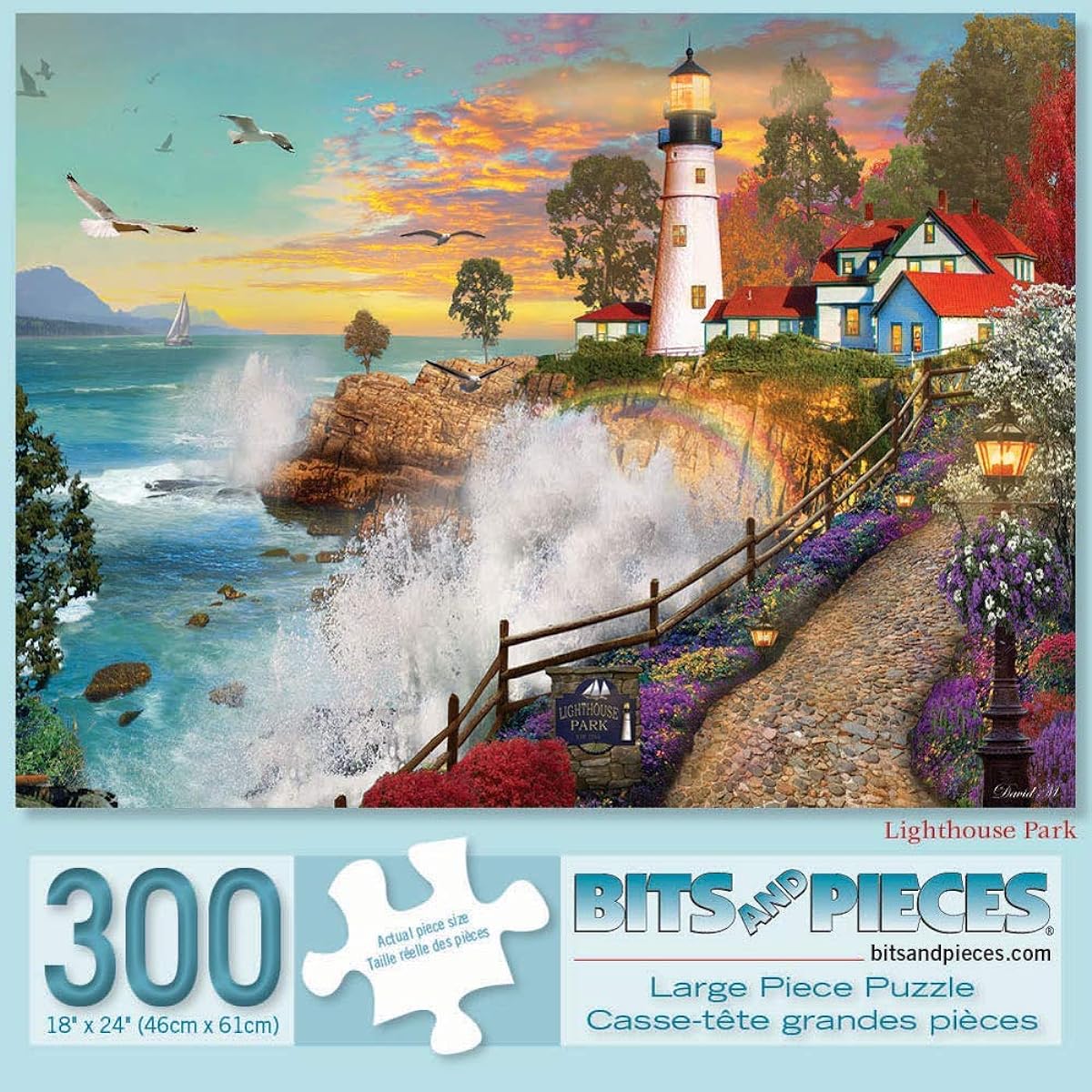 Bits and Pieces - 300 Piece Jigsaw Puzzle for Adults 18" x 24" - Lighthouse Park - 300 Pieces by Artist David Maclean