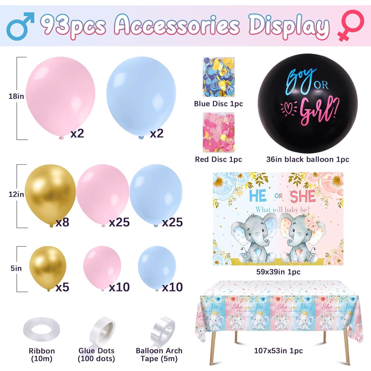 Winrayk Elephant Gender Reveal Party Decorations