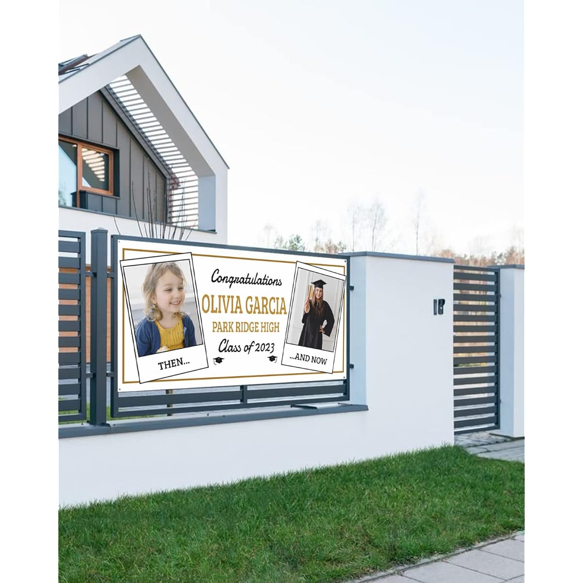 Custom Banner Graduation Decorations Class of 2023, Personalized How Time Flies Graduation Photo Banner Congratulations Banner Custom Vinyl Banners and Signs Customized for Indoor Outdoor Party