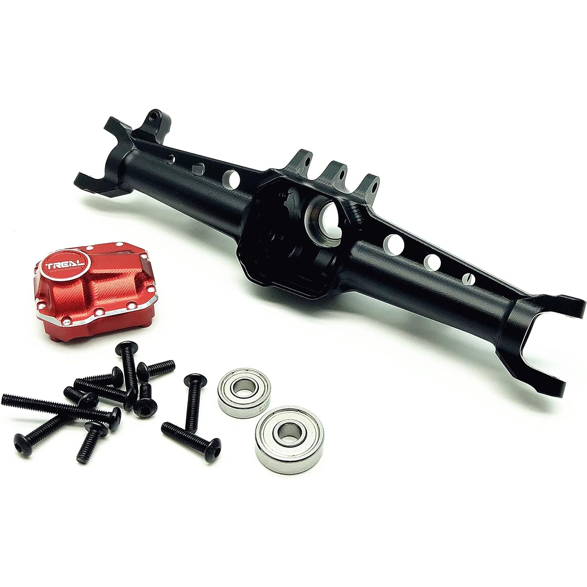 Treal SCX10 II Axle, Aluminum 7075 Metal Front Axle, One Piece CNC Billet Machined Compatible with Axial SCX10 2 AR44 (Black)