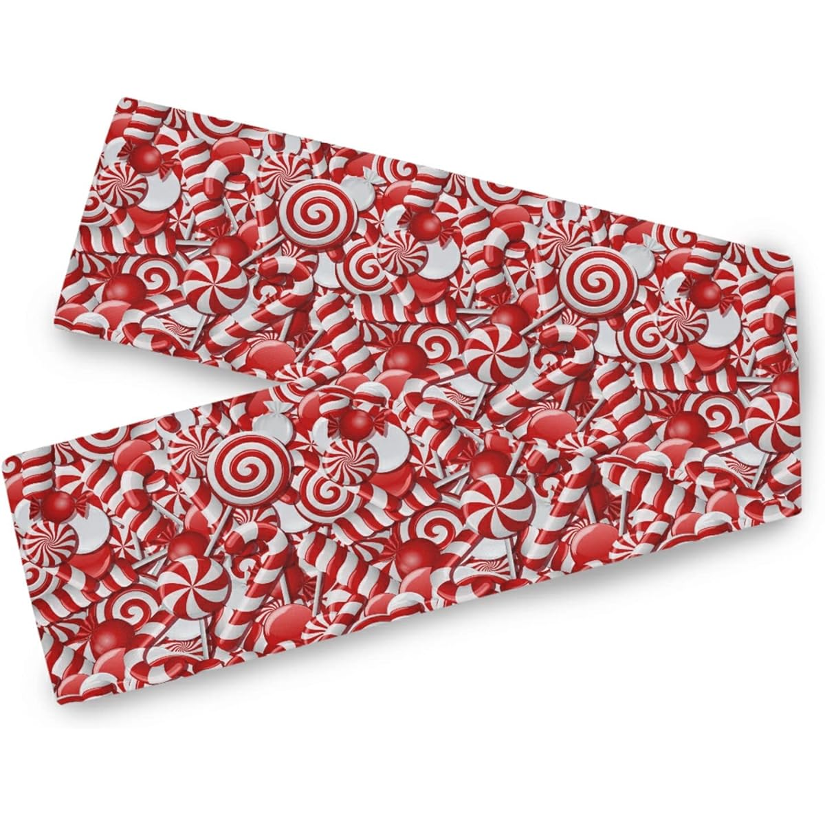 Exnundod Christmas Candy Cane Table Runner 90 Inch Sugar Red Sweets Runner for Dining Table Seasonal Holiday Decoration Washable Kitchen