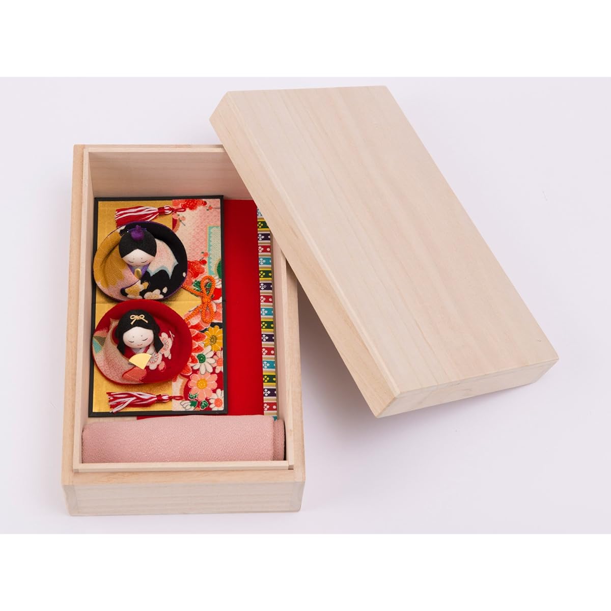 Hina Dolls, Chirimen, Paulownia Box Set, Yuzen Osumashi Hina, Width 22x Depth 11x Height 11cm S